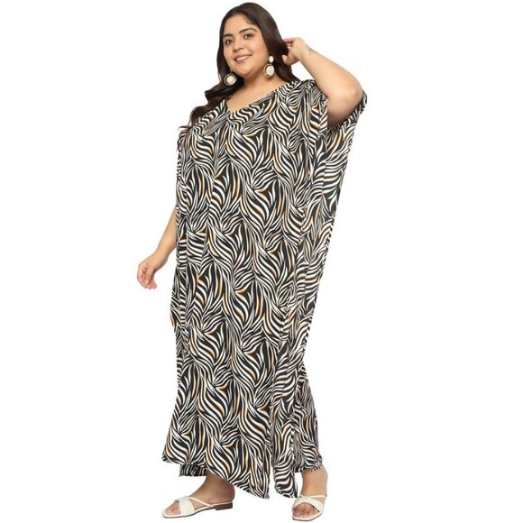 Gypsie Blu Plus Size Women Kaftan Dress Polyester Maxi Dresses Kimono Sleeve - Picture 5 of 10